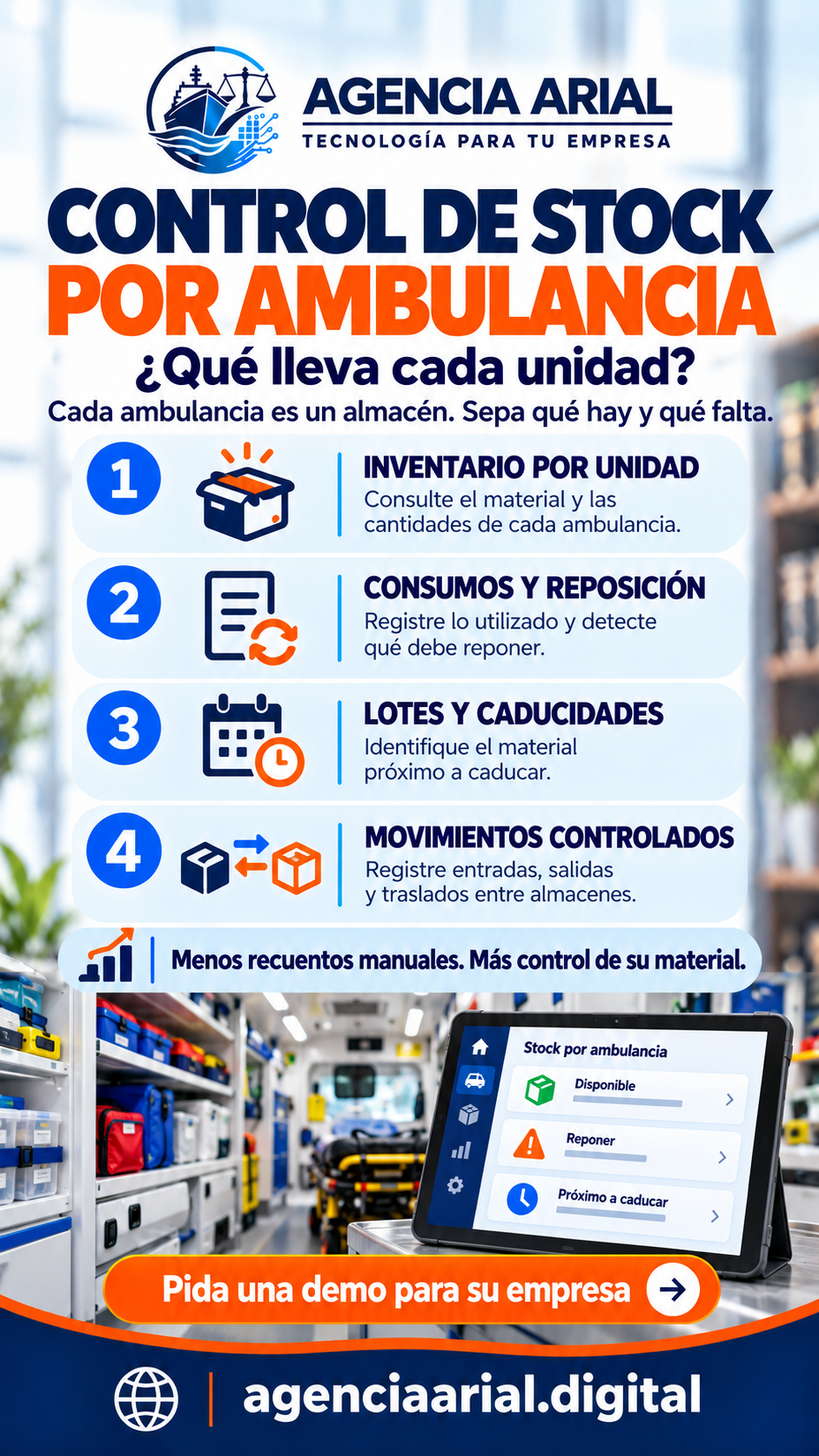 Control de stock por ambulancia: ¿qué lleva cada unidad?