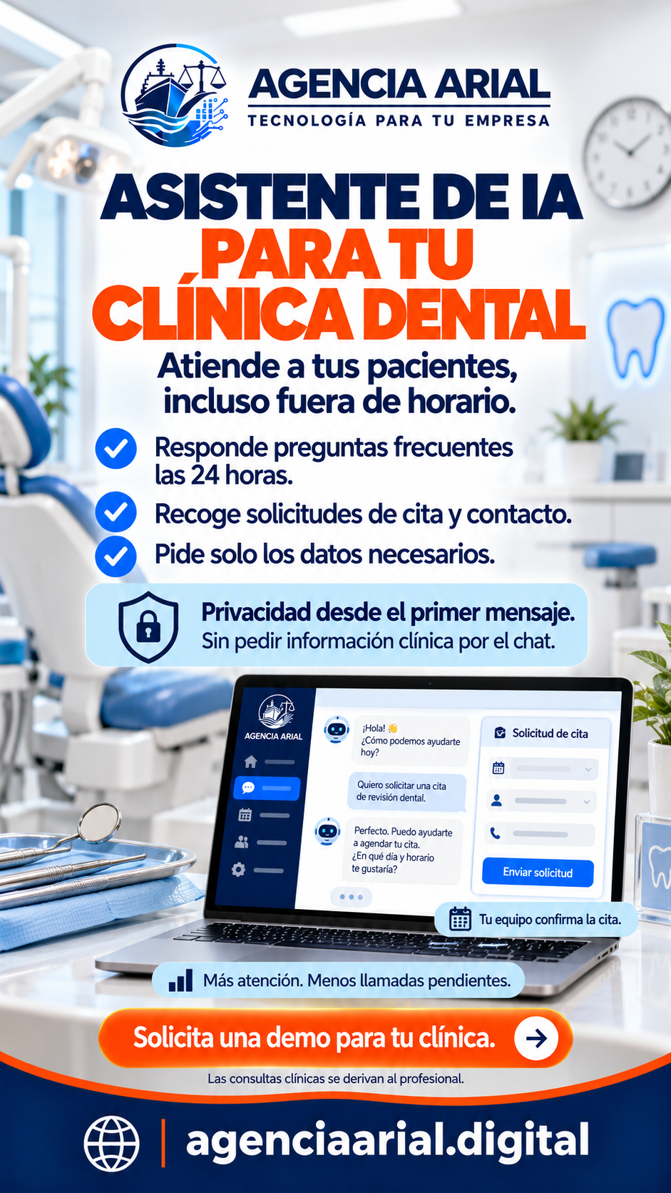 IA para clínicas dentales: atender pacientes 24 h sin saturar la recepción
