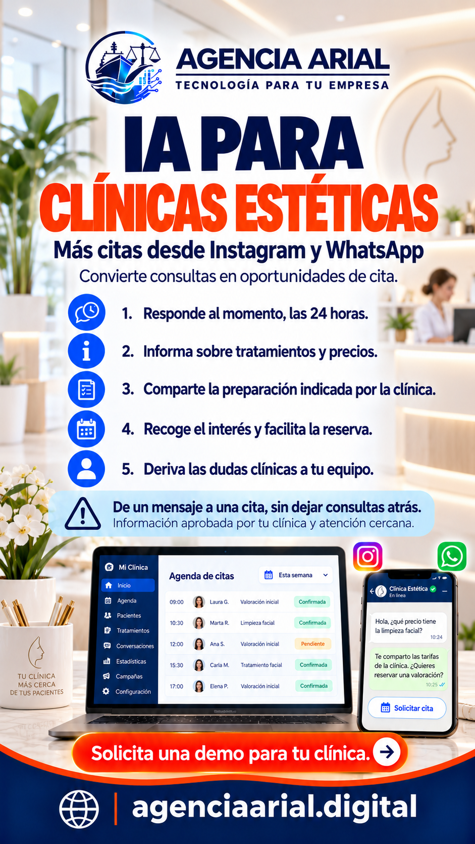 IA para clínicas estéticas: más citas desde Instagram y WhatsApp